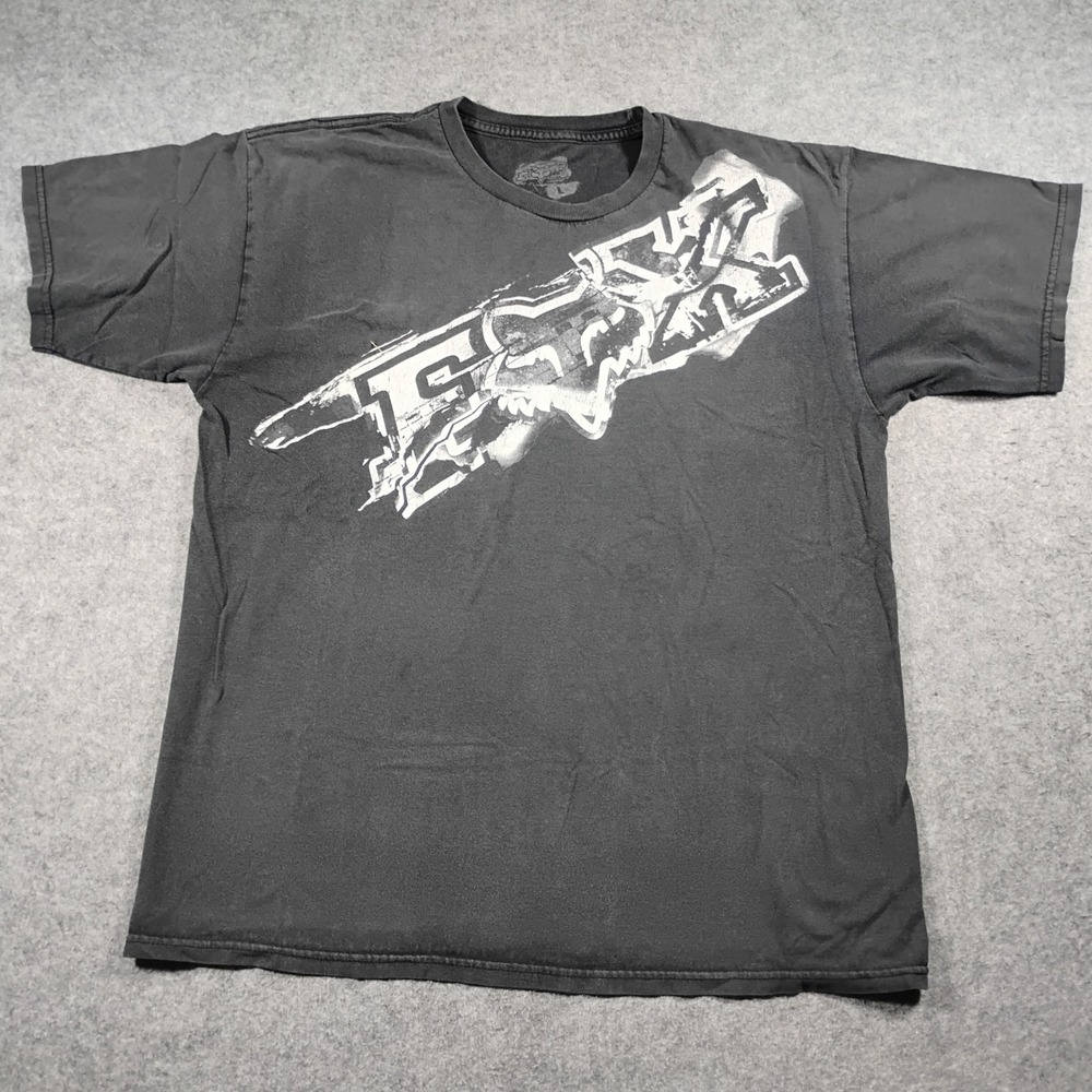 Fox Racing Mens Graphic T-Shirt Black Size Large Motocross Streetwear Y2K